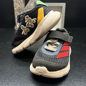 adidas Kids Black, Red, and Yellow Sneakers